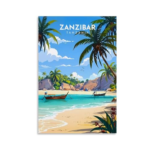 ouweri Zanzibar Tanzanie Affiche de voyage vintage Art Impression murale Peinture murale Décoration de chambre à coucher 30 x 45 cm