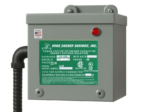 KVAR Energy Unit, Whole House Surge Protection, Power Factor Correction Device, (PU1200L) (Conduit Connector on Left)