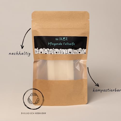 Van Snuute Fellseife 100g - Sanftes Hundeshampoo & Katzenshampoo mit Mandelöl - Allergenfreies Parfum, pH-Neutral & umweltfreundlich - Für weiches und geschmeidiges Fell - Kompostierbare Verpackung