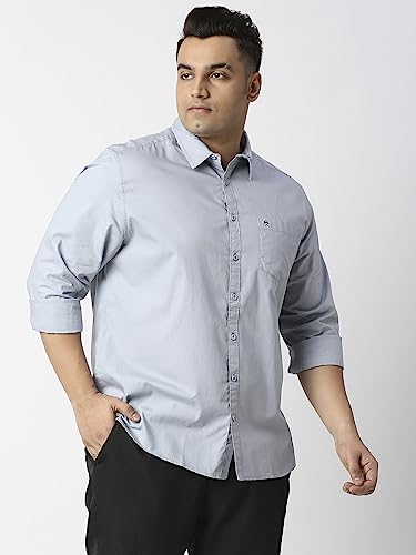 Image of Thomas Scott Men's Plus Size Cotton Casual Shirt | Regular Fit | Long Sleeves | Spread Collar | Solid | Soft & Breathable | Everyday Comfort Shirt for Men