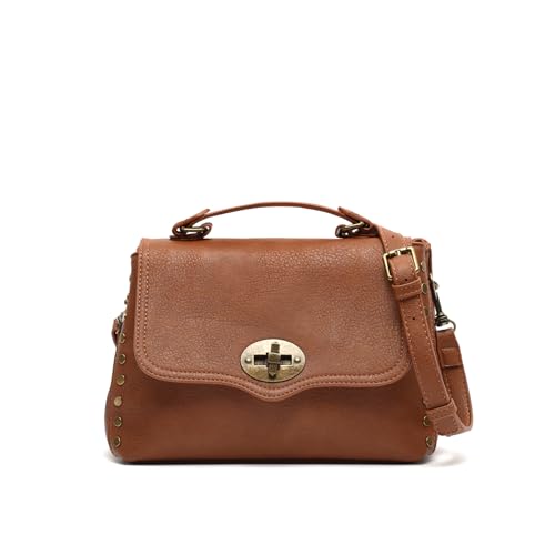 MISAKO Aniad sac à bandoulière avec rabat et détails métalliques female - Aniad Camel 17x25x12cm