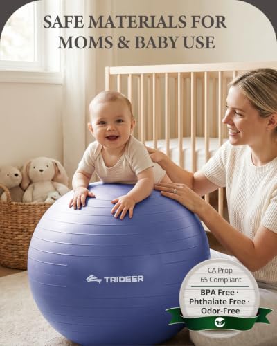 Image of Trideer Exercise Ball, Stability Yoga Ball for Physical Therapy, Active Sitting, Pregnancy & Birth Labor Prep, Core Strength, Balance Training, Posture Improvement and Daily Stretching, 55 /65 /75cm