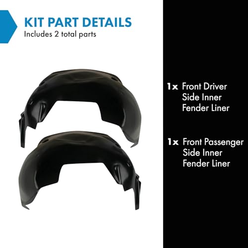 Image of TRQ Front Inner Fender Liner Set Driver & Passenger Side GM1248183 GM1249183 Compatible with 2007-2013 Chevrolet Silverado 1500