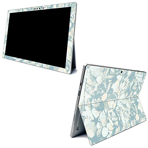 Image of MightySkins Carbon Fiber Skin for Microsoft Surface Pro 7 - Blue Seashells | Textured Carbon Fiber Finish | Easy to Apply, Remove, and Change Styles | Made in The USA
