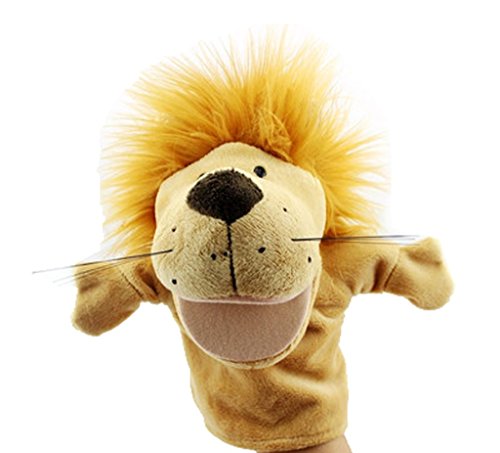 Remeehi BigMouth Lion Hand Puppet Plush Lion Toys Story Telling Props Educational Toys for Kids Golden