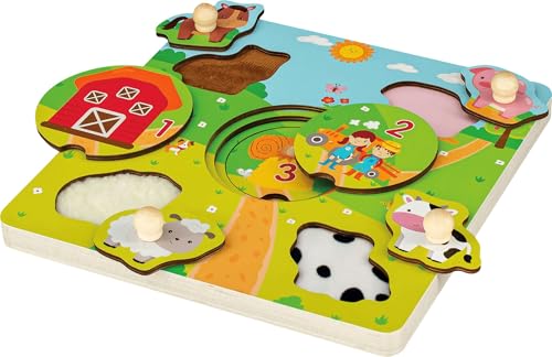 Vedes SpielMaus Holz Fühlpuzzle Farmtiere, 6-teilig