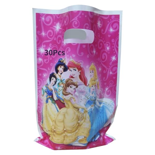 30 peças sacos de presente de aniversário, princesa bolsas de presente para festas ou sacos de plástico para crianças para presentes de festas de aniversário, Natal, sacos bolachas