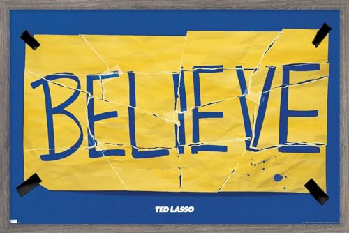 Trends International Ted Lasso - Torn Believe Wall Poster, 22.4L x 14.7W, Barnwood Framed Version