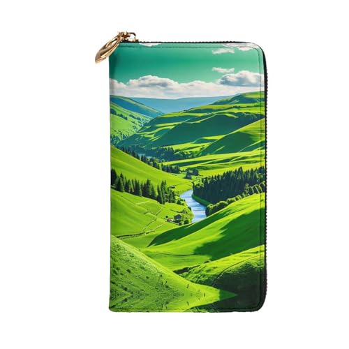 Women's Long Cash Wallet, PU Leather Elegant Clutch Change Purses with Zipper, Travel, Gifts (Verdant Valley Print)2