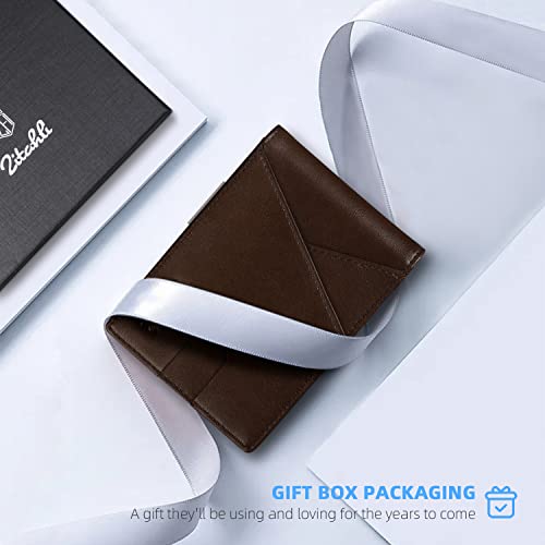 Image of Zitahli Slim Wallet for Men,RFID Blocking Leather Bifold with Money Clip | Minimalist Front Pocket Design, Holds 12 Cards, RFID Protection, Gifts for Men on Birthdays, Father's Day, and Christmas