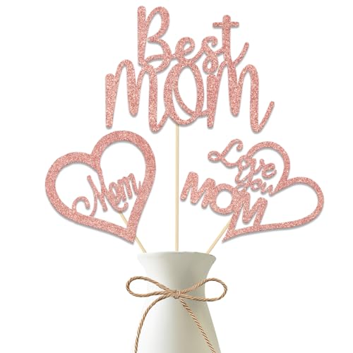 Centres de table We Love Mom et kit de décoration de fête d'anniversaire pour femme