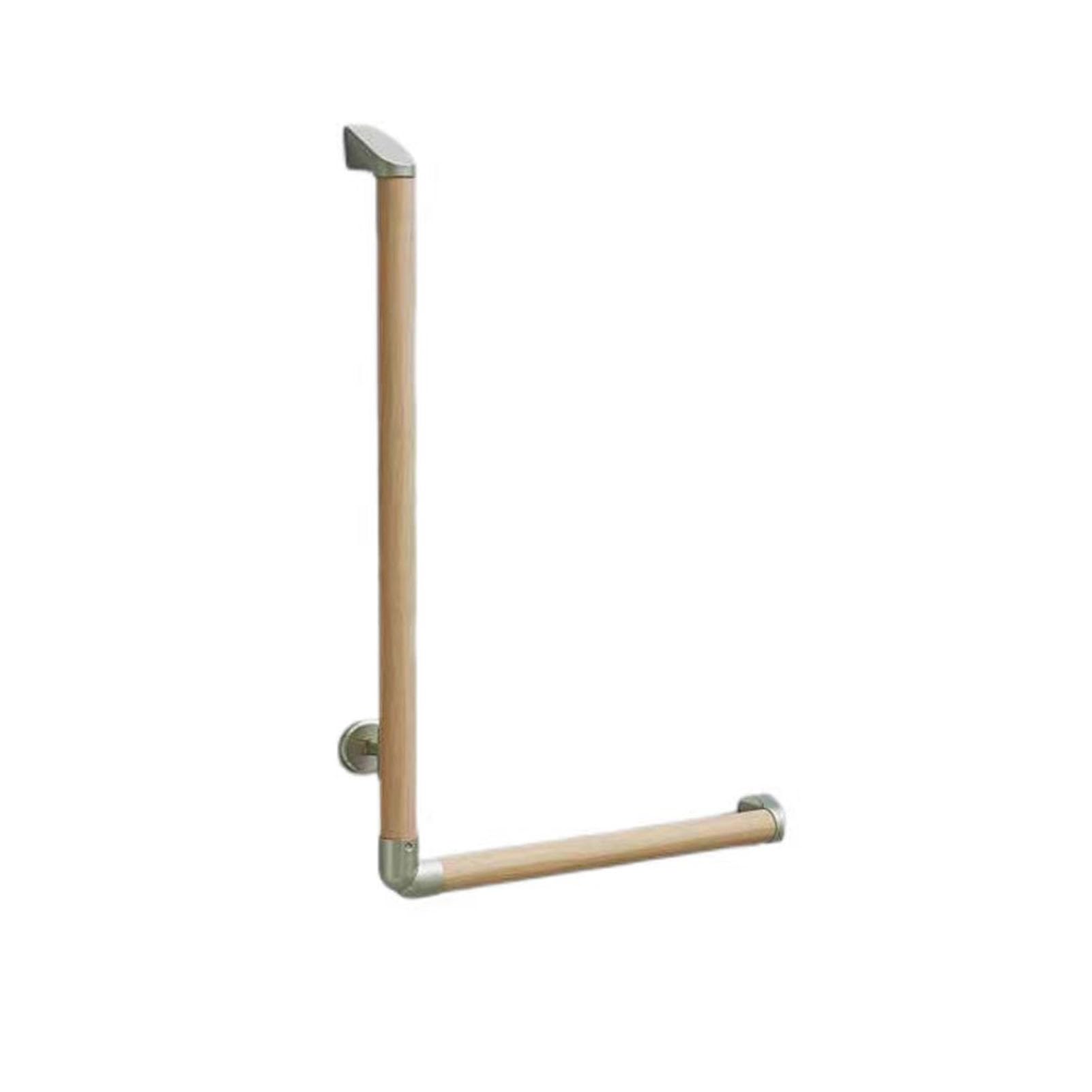 Barra De Apoyo For Baño Madera Maciza En Forma L, Mango Antideslizante For Cocina, Dormitorio, Bañera, Ducha Y Escaleras(70x70CM)