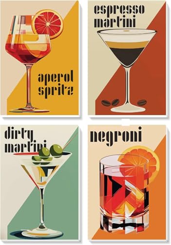 Image of Eiazuiks 4 Packs Stamping Cross Stitch Kit, Cocktail Counting Cross Stitch Kit for Adult Beginners, Full Line DIY Stitching Kit for Home Decor Cross Stitch Patterns 12x16 inches