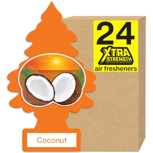 LITTLE TREES Car Air Freshener | Xtra Strength Provides Long-Lasting Scent for Auto or Home | Extra Boost of Fragrance | Coconut, 24 Air Fresheners