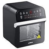 GoWISE USA GW44800-O Deluxe 12.7-Quarts 15-in-1 Electric Air Fryer Oven with Rotisserie and Dehydrator + 50 Recipes QT, Black/Silver