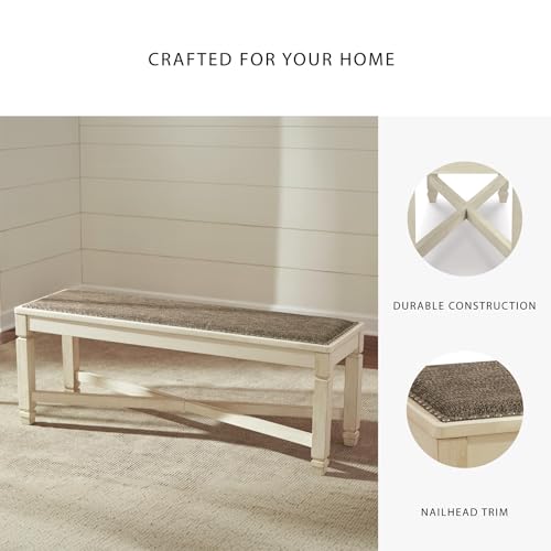 Signature Design by Ashley Bolanburg Upholstered Dining Bench, 50", White - image 4