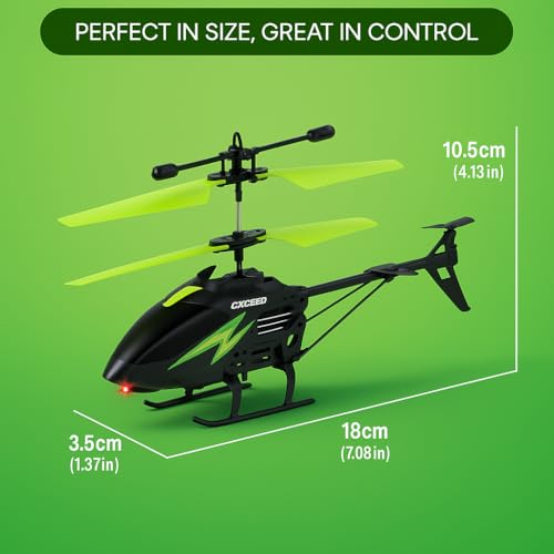 Image of Upgraded 5.1 Gravity Sensor Helicopter Toy for Boys Age 4+, Safety Sensor, 320 RPM Motor, 2.6 Remote, Rechargeable Battery, LED Lights I Pack of 1 (Black Green)