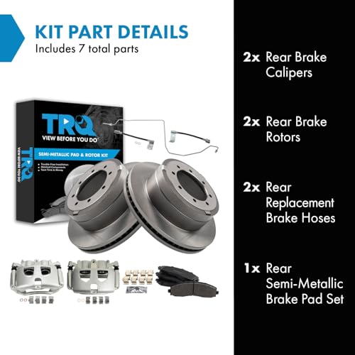 Image of TRQ Brake Pad & Rotor Kit Semi-Metallic Compatible with 2017-2019 Ford F-350 Super Duty