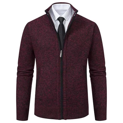 Men's Cardigan Stand Collar Knit Sweaters Full Zip Up Casual Knitted Sweater Slim Fit with Pockets Cardigan2