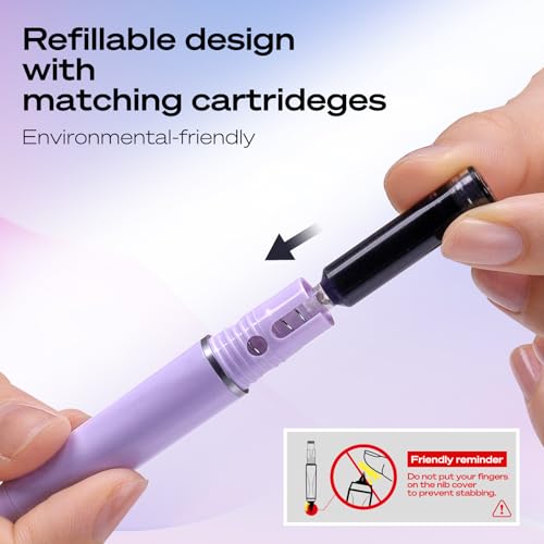 Writech WRITECH-784 Fountain Pen Black Ink: Retractable Fine Nib Pens Set Includes 5 Ink Cartridges Smooth Writing thumb #3