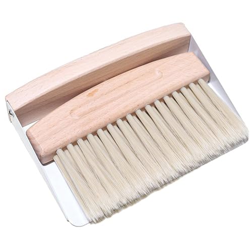 GIONAR Balayette de Table, Ramasse Miette de Table, Mini Pelle et Balayette, Manche en Bois, Poils en Nylon, Idéal pour Nettoyer les Miettes de Comptoirs