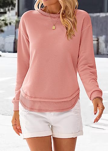KIRUNDO Women's Casual Crewneck Sweatshirts 2024 Spring Fall Clothes Loose Long Sleeve Lightweight Pullover Shirts Tops4