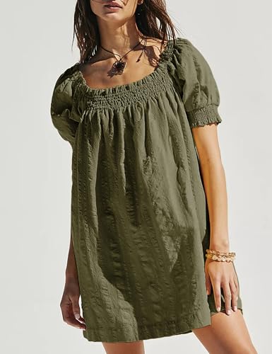 Huaqiao Womens Summer Mini Dress 2025 A-Line Beach Sundress Casual Loose Dress with Pockets4