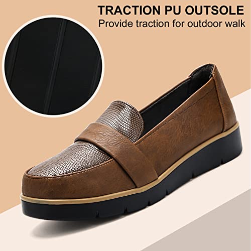Image of UZB Slip On Loafers for Womens Leather Comfort Memory Foam Dress Shoes