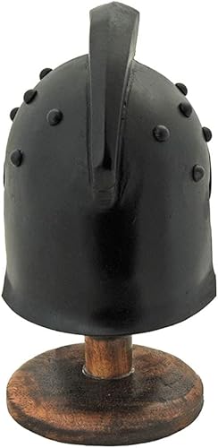 Miniatura 3 de Casco de gladiador tachonado réplica negra en miniatura con soporte de exhibición