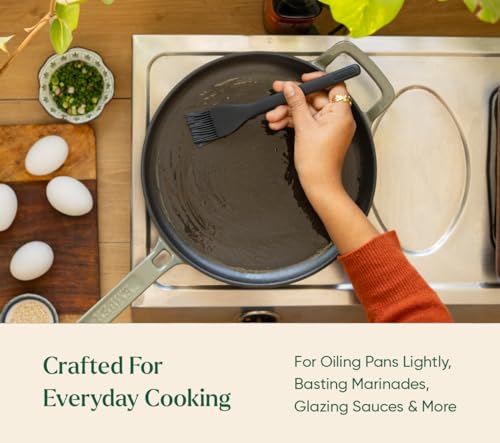 Image of Ember Cookware Silicone Oil & Basting Brush 21 cm | 230C Heat Resistant | Platinum Grade Silicone | Food Safe Pastry Brush | Easy to Clean Bristles | Non Absorbent | Blue