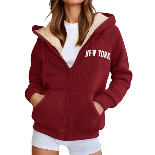 Genérico Sudaderas Mujer con Capucha Cremallera Forro Polar Ropa de Invierno Fleece Chaqueta Outwear Hoody Sweatshirt Casual Deportiva Sudadera