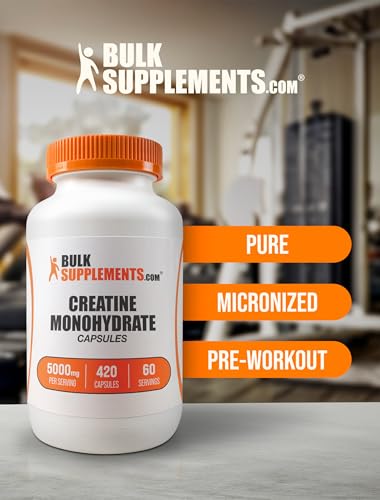 BulkSupplements.com Creatine Monohydrate Capsules - Micronized Creatine Pills - Gluten Free, 7 Capsules per Serving (5000mg), 420 Count (Pack of 1) - Image 5