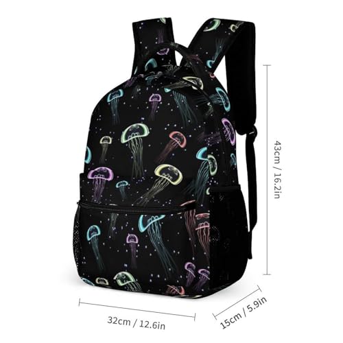 Jellyfish Backpack for Kids Girls Boys School, 16 Inches Cute Jellyfishes Theme Bookbag, Adjustable, Lightweight, Large Capacity, Colorful Daily Casual Backpacks3