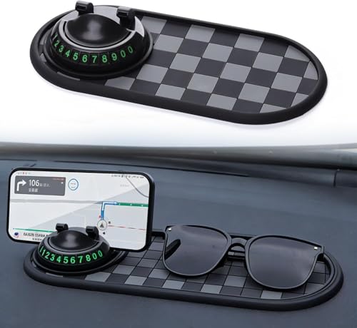 Panmall Multi Functional Anti-Slip Car Phone Mat with 360 Rotating Phone Holder Car Dash Non Slip Mat Cell Phone Holder for Phones Sunglasses and Daily Essentials-Black