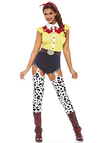 Leg Avenue womens - 3 Piece Giddy Up Cowgirl Set Cute Western Halloween for Women Adult Sized Costumes, Multi, Small US