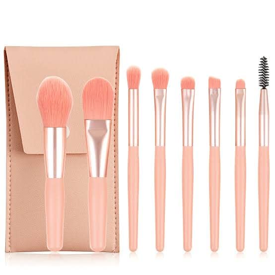 Makeup Brushes Cheap, 8 Pcs Cheap Makeup Brushes Set, Professional Make Up Brushes Concealer Fluffy Eyeshadow Brush Blusher Brush For Women Girls Travel (Pink + Leather Bag)