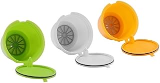 FreeLeben Refillable Coffee Capsules Pods, 3Pcs Reusable Universal Dolce Gusto Machine Coffee Filter BPA Free, with Spoon and Brush
