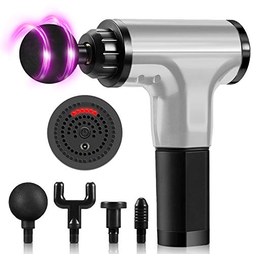 Amazm Body Massager Machine for Pain Relief | Massage Gun with Deep Tissue Percussion, Large Torque Motor, and 6 Specialized Heads | Back Massager Machine for Full Body Recovery (Rechargeable Battery, Black)