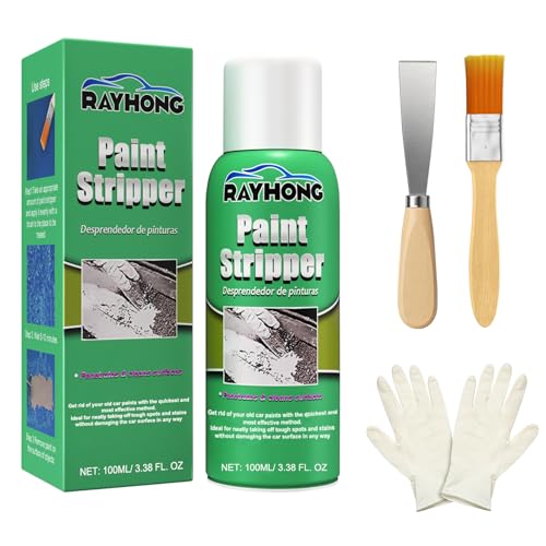 Paint Stripper Farbentferner Lackentferner Kraftvoller Abbeizer Mit Farbspachtel Bürste und 2 Paar Handschuhe Abbeizer für Holz Lack Entfernen Alter Farbe von Holz und Metalloberflächen (100ml)