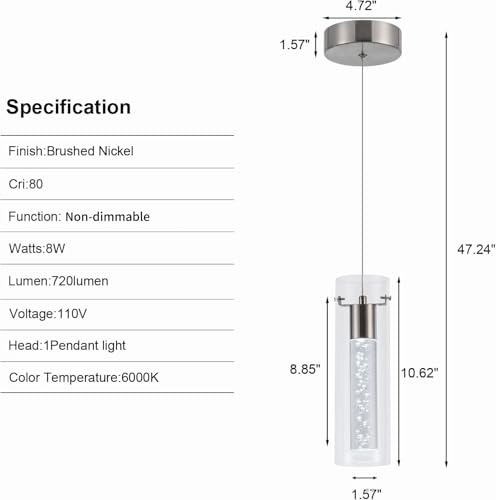 Image of 3-Pack Modern Pendant Lighting,Satin Nickel Light Chandelier,LED Bulb