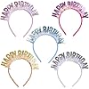 5 pezzi di cerchietti per ragazze di buon compleanno, cerchietti glitterati, copricapi scintillanti, set di corone di compleanno glitterate, cerchietti di compleanno, accessori per capelli per ragazze