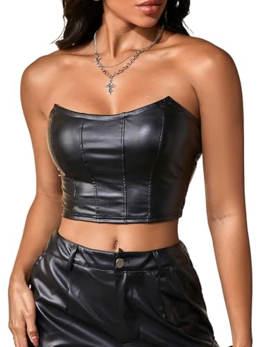 Milumia Women's PU Leather Bandeau Tube...