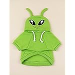 QWINEE Alien Dog Hoodie Dog Warm Jacket Coat Puppy Sweatshirt Christmas Halloween Dog Costume Cosplay Winter Dog Clothes Pet Apparel for Small Medium Dogs Cats Kitten Solid Green L - Image 2