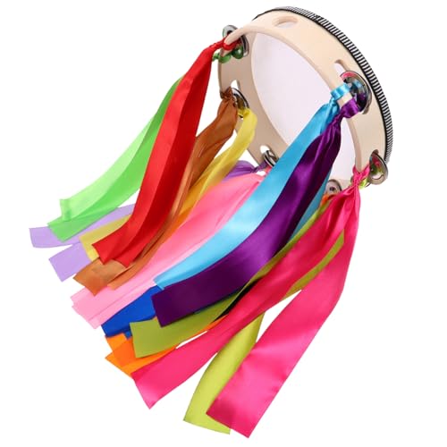 BESPORTBLE Hand Drum with Ribbons Sturdy Educational Instrument for Sports Events Dance Performances and Stage Shows for Beginners and Music Lovers