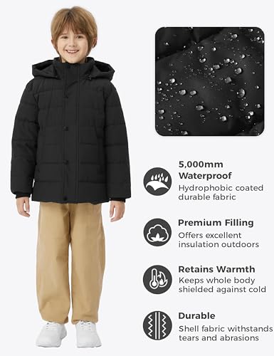 wantdo Boys' Winter Coat Waterproof Puffer Jacket Warm Parka Waterproof with Hood4