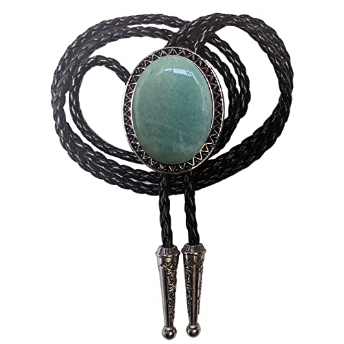 Image of Turquoise Agate Granite BOLO Tie for Men Women Leather Wedding Necklace Western Cowboy Necktie