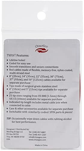 Image of ChiaoGoo 8-Inch Twist Lace Interchangeable Cables, Small, Red (7508-S)