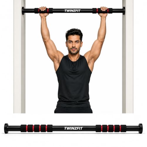 Image of Pull up Bar for Home for Kids & Adults [100 KG] | Pull up Bar Wall Mounted with Anti-Skid Grip | No-Drill Installation Pull-up Bars for Home Workout | Gym Equipment for Home Workout (62-100 CM)