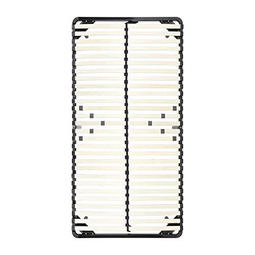 Metallbett Lattenrost 100x200 cm mit 28 Federholzleisten und Mittelzonenverstellung, Gästebett auf Füßen, Saugroboter und Unterbettbewahrung Freundlich - 28cm hoch - für alle Matratzen geeignet – Bild 5