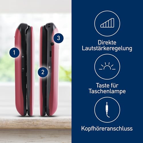 Panasonic KX-TU446EXR 2G Seniorenhandy ohne Vertrag (SOS-Notruftaste, Stoßfest, Sprachverstärker,...